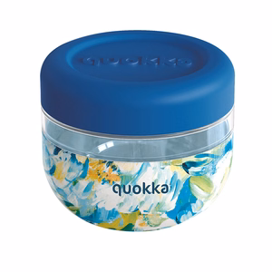 Quokka Bubble Food Jar 500 ml maisto indas, mėlynų bijūnų raštas