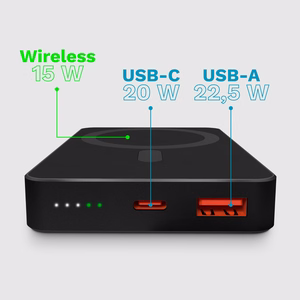 Krüger&Matz magnetinė belaidė išorinė baterija, 10000 mAh, juoda