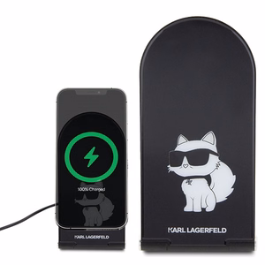 Karl Lagerfeld Choupette MagSafe 15W складное 2 в 1 индуктивное зарядное устройство - чёрный