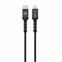 Kabelis Blavec Cable Raptor pluoštinis - Type-C į Lightning - PD 20W 2,4A 0,25 m Apple CarPlay (CRA-CL24BG025) juodas-pilkas