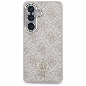 Guess 4G Big Rhinestone Triangle Strap MagSafe dėklas + dirželis Samsung Galaxy S26 rožinis