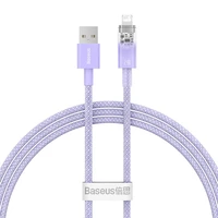 Greito įkrovimo kabelis Baseus USB-A į Lightning Explorer Series 1m 2.4A (violetinis)