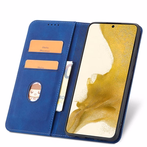Magnet Fancy dėklas telefonui Samsung Galaxy S22+ (S22 Plus) su pinigine ir kortelių laikikliu, mėlynas