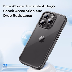 Rock Guard serijos dėklas Iphone 16 Pro Max permatomas-juodas