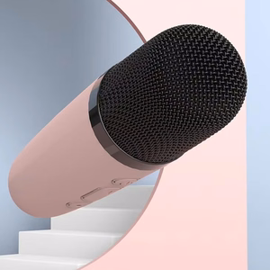 Blavec nešiojamas Bluetooth garsiakalbis WS-07 Karaoke Party 5W su 2 mikrofonais rožinis