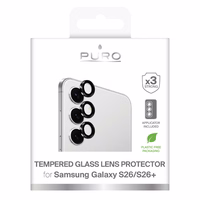 Puro grūdintas stiklas for the rear camera for Samsung Galaxy S26/S26 Plus - with a juodas frame