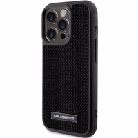 Karl Lagerfeld Rhinestone Logo Metal Plate Dėklas telefonui iPhone 15 Pro Max - juodas