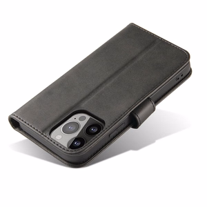 Magnet Case atverčiamas piniginės tipo dėklas su stovu Honor Magic5, juodas