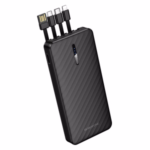 Borofone BJ84 Smooth išorinė baterija 10000mAh USB su USB, Type-C, Lightning ir Micro USB kabeliais juoda