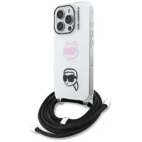 Karl Lagerfeld IML Crossbody Karl&Choupette Head Case for iPhone 16 Pro Max - White