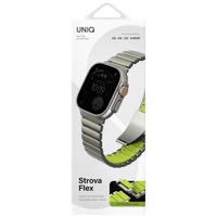 UNIQ Strova Flex dirželis Apple Watch 44/45/46/49mm Series 1/2/3/4/5/6/7/8/9/10/11/SE/SE2/SE3/Ultra/Ultra 2/Ultra 3 sidabrinis-žalsvai geltonas