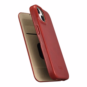 iCarer CE Premium odinis folio dėklas iPhone 14 Plus su MagSafe magnetiniu flipu - raudonas