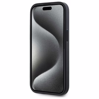 DKNY Grained Metal Logo Magnetinis iPhone 15 dėklas - smėlio spalvos