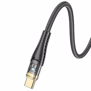 Kabelis USB A į USB C Hoco 2,4A 1,2 m U121 juodas permatomas