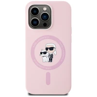Karl Lagerfeld silikoninis Karl&Choupette Magnetinis dėklas telefonui iPhone 14 Pro - rožinis
