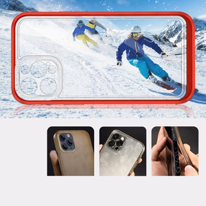 Прозрачный чехол 3in1 для iPhone 12 Pro Max гелевый с рамкой красный