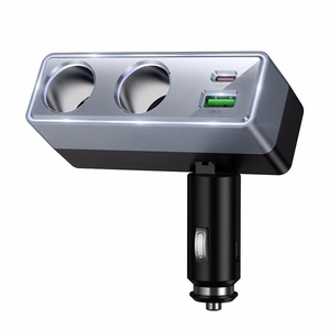 Automobilinis įkroviklis Hoco 1xUSB A + 1xUSB C+2x cigarečių degiklio prievadai PD QC3.0 max 240W/24V Z65B juodas