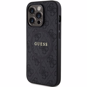 Dėklas Guess PU Leather 4G Colored Ring MagSafe Apple iPhone 15 Pro Max juodas