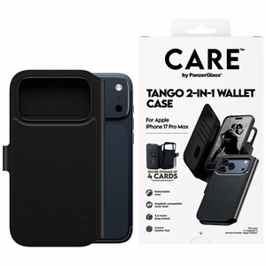 CARE by PanzerGlass Funkcinis Tango 2in1 Piniginės dėklas Magnetinis iPhone 17 Pro Max - Juodas