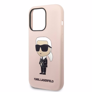 Karl Lagerfeld Silikoninis Ikonik Magnetinis dėklas iPhone 14 Pro Max - rožinis