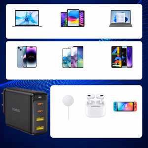 Įkroviklis CHOETECH GaN 2x USB-C, 2x USB-A: 140W, PD3.1, QC3.0