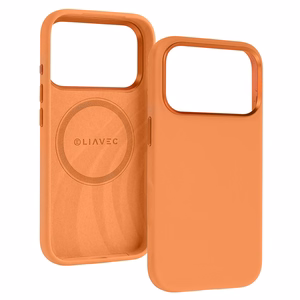Liavec Silky dėklas su metaliniu kameros rėmeliu, skirtas Iphone 17 Pro Max oranžinis
