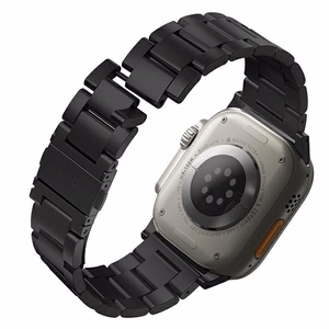 UNIQ dirželis Osta Apple Watch 42/44/45/     49mm Series 1/2/3/4/5/6/7/8/9/10/SE/SE2/Ultra/Ultra 2 nerūdijančio plieno juodas/juodas