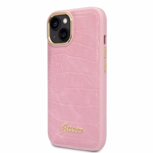 Guess Croco Collection dėklas telefonui iPhone 14 - rožinė