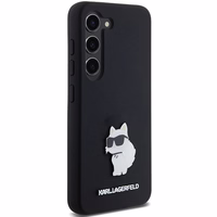 Karl Lagerfeld Silikoninis Choupette Metal Pin dėklas Samsung Galaxy S24 - juodas