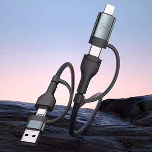 3mk Hyper Cable N-SERIES 2 in 2 USB-A / USB-C ir USB-C / Lightning 1,2 m QC 3.0 9V/2A 60W - juodas