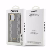 DKNY Odinis languotas mono raštas Magnetinis dėklas telefonui iPhone 14 - smėlio spalvos