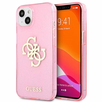 Guess GUHCP13SPCUGL4GPI iPhone 13 mini 5,4" rožinis/rožinis hard dėklas Glitter 4G Big Logo