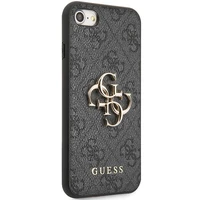 Guess GUHCI84GMGGR iPhone 7/8/SE 2020/2022 pilkas/pilkas kietas dėklas 4G Didelis Metalinis Logotipas