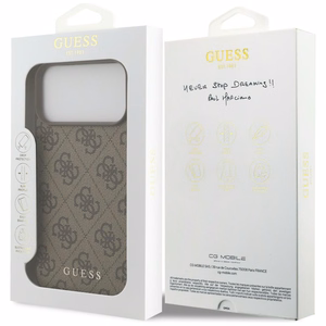 Guess 4G Classic dėklas, skirtas iPhone 17 Pro Max / 18 Pro Max – rudas
