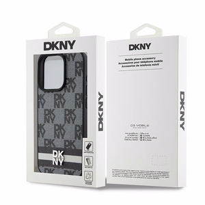 DKNY Odinis languotas mono raštas ir spausdintos juostos dėklas telefonui iPhone 15 Pro Max - juodas