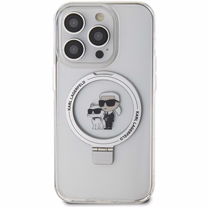 Karl Lagerfeld Magnetinis dėklas telefonui su žiediniu stovu Karl&Choupette MagSafe iPhone 13 Pro / 13 - baltas