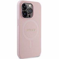Guess GUHMP14XPSAHMCP dėklas telefonui iPhone 14 Pro Max - rožinis Saffiano Magnetinis