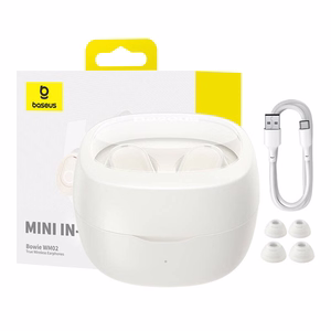 Belaidės ausinės "Baseus Bowie WM02 TWS", "Bluetooth 5.0" (baltos spalvos)