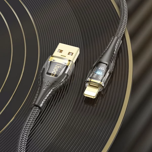 Кабель USB A to Lightning Hoco 2,4A 1,2 m U121 черный прозрачный