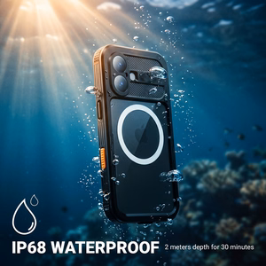 Crong Seal Cover vandeniui atsparus IP68 dėklas, skirtas iPhone 17, juodas