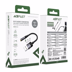 Acefast J13 USB-A į 3.5mm mini jack adapteris - juodas