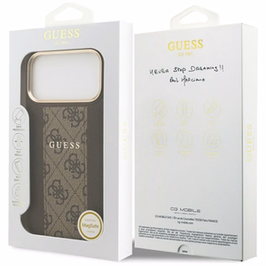 Guess 4G Stripe Magnetinis dėklas telefonui iPhone 17 Pro Max - ruda