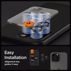 Spigen Glas.tR EZ Fit Optik Kameros apsauginis stiklas iPhone 14 Pro / Pro Max / 15 Pro / Pro Max / 16 Pro / Pro Max / 17 Pro / 17 Pro Max - juodas 2 vnt