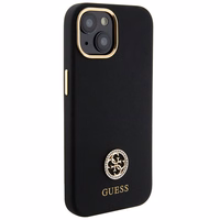 Guess silikoninis Logo Strass 4G dėklas telefonui iPhone 15 - juodas