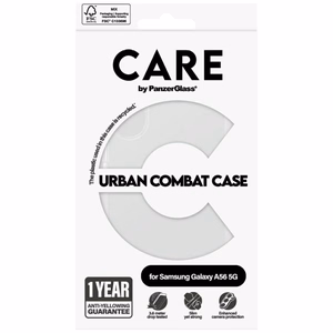 CARE by PanzerGlass Flagship Urban Combat dėklas Samsung Galaxy A56 5G telefonui – permatomas
