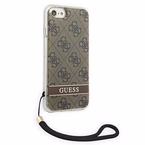 Guess GUOHCI8H4STW iPhone SE 2022 / SE 2020 / 7/ 8 коричневый/коричневый жёсткий чехол 4G Print Strap