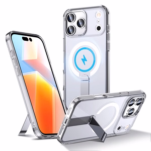 Hybrid Armor X dėklas Samsung Galaxy S25 FE su stovu, suderinamas su MagSafe, skaidrus