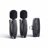 YESIDO KR14 MICROPHONE MEMS 2PCS WITH CLIP LIGHTNING BELAIDIS 2,4GHz juodas