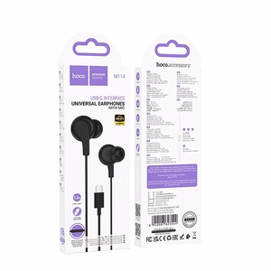 HOCO laidinės ausinės Type C su mikrofonu M114 juodos