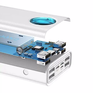 Išorinė baterija Baseus Amblight 30000mAh, 4xUSB, USB-C, 65W (balta)